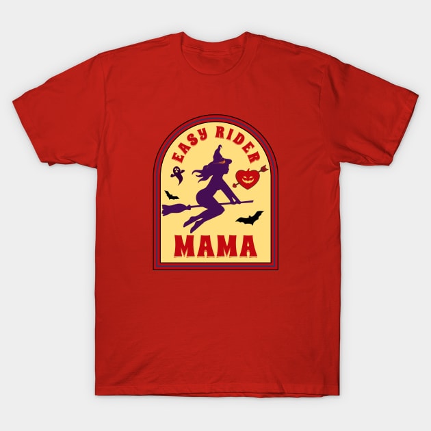 Halloween Witch Spooky Mama Flying on a Broom T-Shirt by antarte